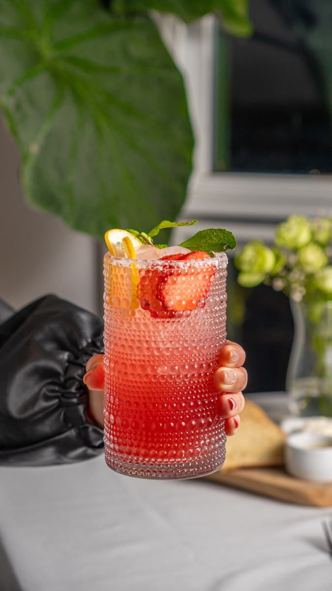 Strawberry basil mojito in the garden